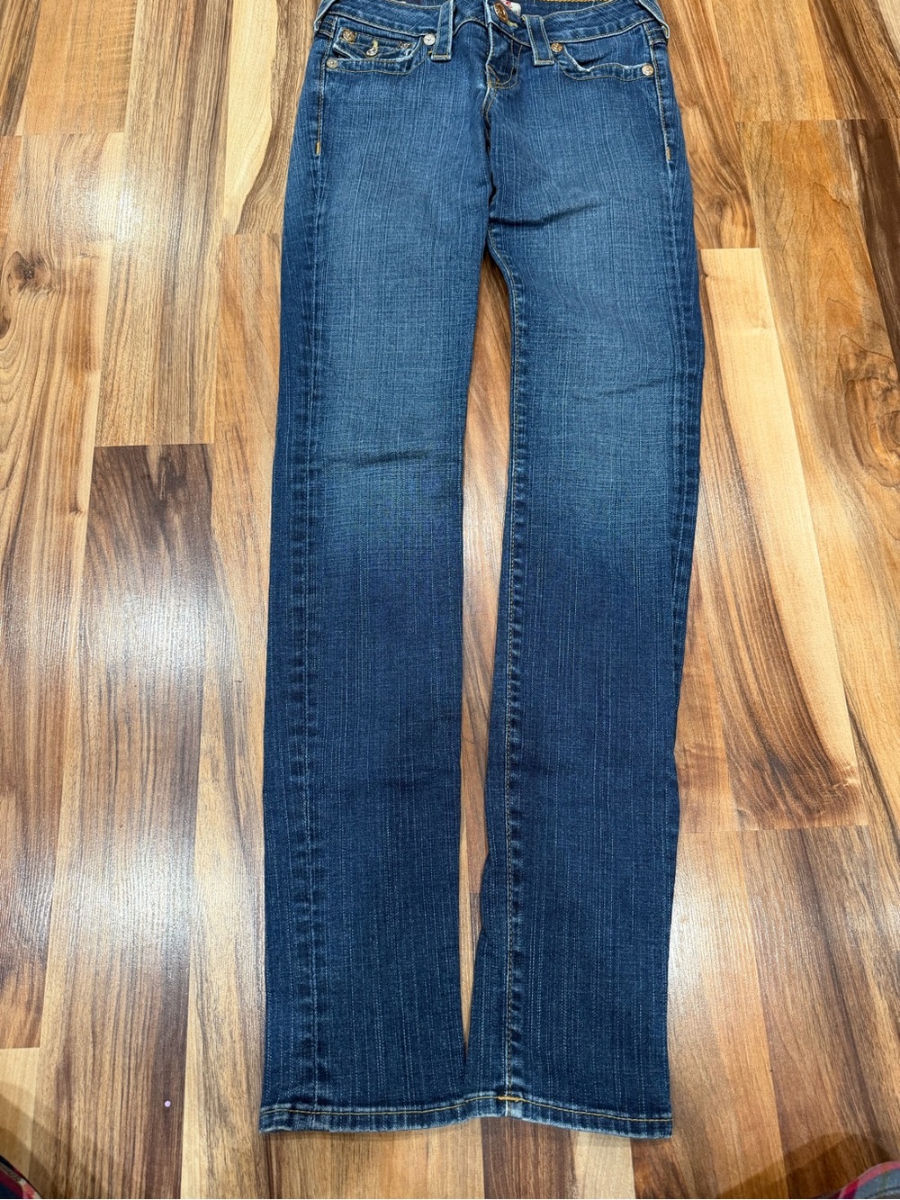 True Religion Women's Straight Leg Jeans in Indigo Blue Wash